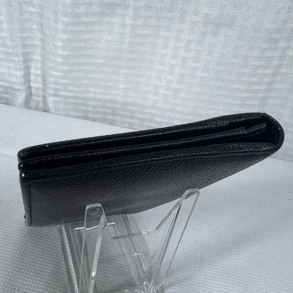 1050: Bvlgari Logo Ring Continental Wallet Black Grained Leather Blue